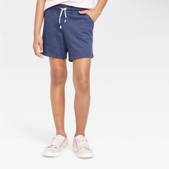 Cat & Jack Girls Navy Blue Pull On Drawstring Midi Shorts XXL - Picture 1 of 6